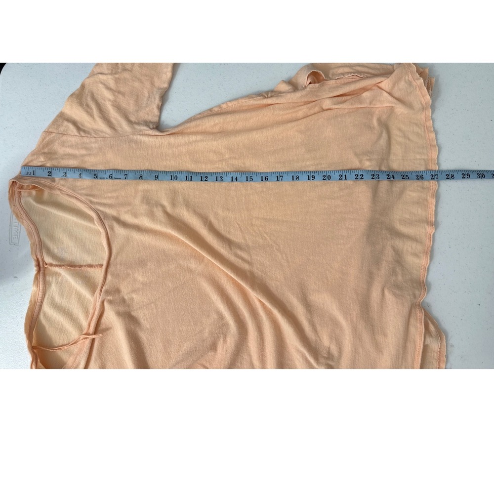 We The Free Free People Peach Cotton Slub Scoop Neck Layered Hem Tee M - Picture 4 of 8
